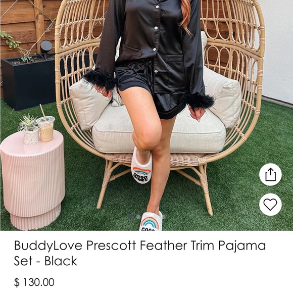 Buddy Love Prescott feather trim Pajama set in black - Picture 2 of 10